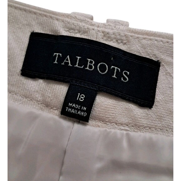Talbots 100% Linen Pants Women's 18 Beige High Rise Wide Leg Lined Work Career - Picture 3 of 13